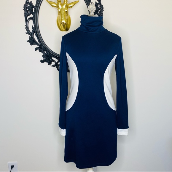 S-Twelve Navy and White Long Sleeve Dress - Picture 1 of 5